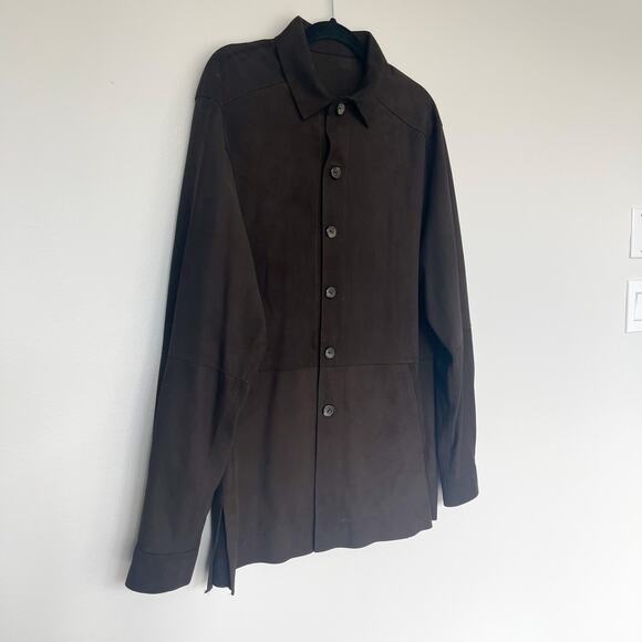 Men's Jose Luis Brown Leather Button Down Shirt NWT size 40 R - Picture 2 of 10